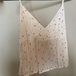 White Flowy Tank Top with Mini Hearts